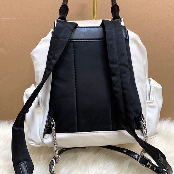 MICHAEL KORS Optic White & Black Nylon BEACON Medium Size Backpack Handbag - Picture 14 of 16